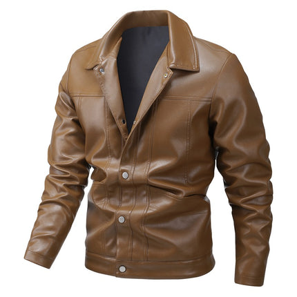 Ruilu-Leather) New Jacket Men's Vertical Collar Spring and Autumn Jacket Fashion Trendy Men's Casual Jacket Decorative Jacket Wind Outside