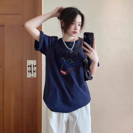 White Short-Sleeved Women's T-Shirt 2026 New Popular Loose-Fitting Women's Pure Cotton Base Shirt for Layering Half-Sleeve Summer Top
