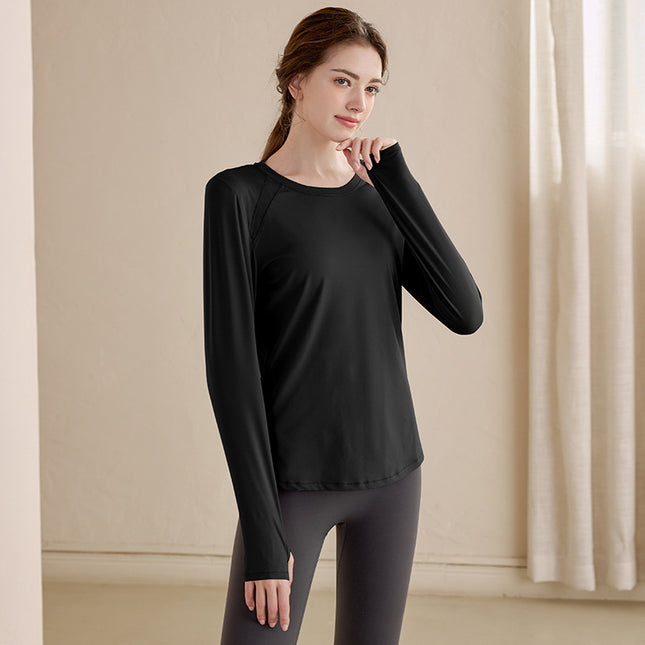 Yoga clothes women's long-sleeved workout clothes T-shirt breathable running professional workout clothes morning running workout clothes top spring and autumn