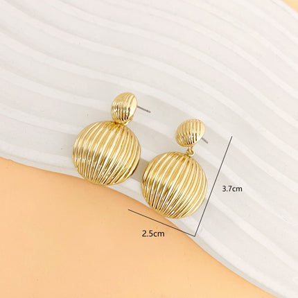 European and American Cross-Border Supply Elegant Simple Geometric Earrings Round Texture Round Earrings Women's Elegant Versatile Earrings