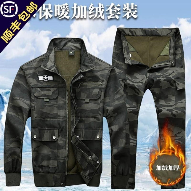 Outdoor Tooling Cold Storage Overalls Men's Suit Winter Velvet Thickened Cold-proof Warm Welder Wear-resistant Tooling