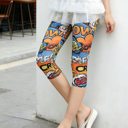 Summer new polka dot printing high stretch cropped thin mesh women's leggings Yiwu women's pants factory outlet