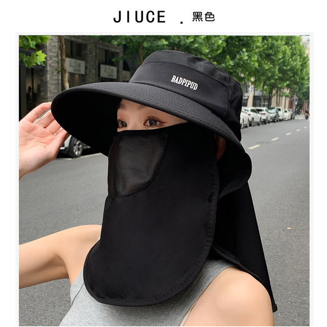 Shawl Hat Factory in stock Summer New Multi-function Face Mask Sunscreen Hat Women's Outdoor Big Rim Sun Hat