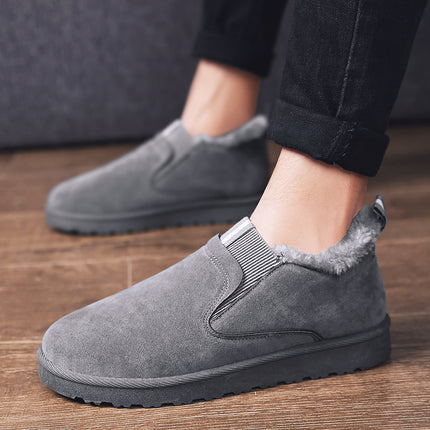 Men's Winter Snow Boots with Fleece Lining, Thickened Cotton Shoes, Korean Style Snow Cotton Shoes, Loafers, Trendy