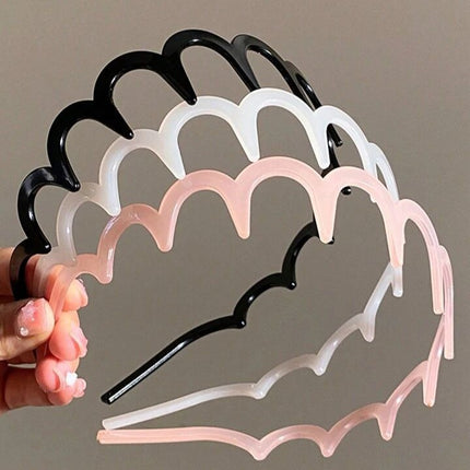 High Elastic Toothed Wave Hair Band Women's 2024 New Style Broken Hair Finishing High Cranial Top Head Band Summer Face Washing Special Hair Stamp