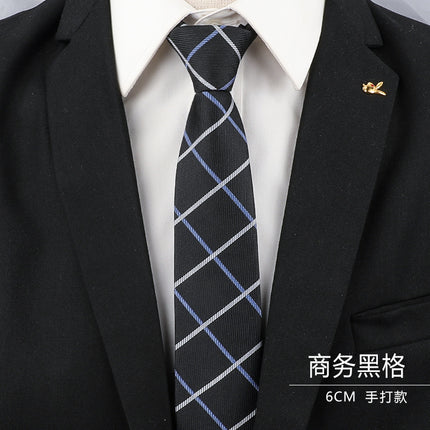 Men's Black Tie Men's Formal Wear Korean Style 8cm Student Women's Suit Business Lazy Zipper Wedding Professional Fashion