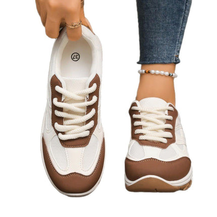 2025 Autumn and Winter New Mesh Casual Shoes Lace-Up Large Size Student Sneakers Lightweight White Shoes in Stock Wholesale