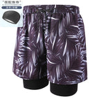 Gray Grass 001-4 Men's Swimming Trunks with Swimming Cap / 2XL-120-130