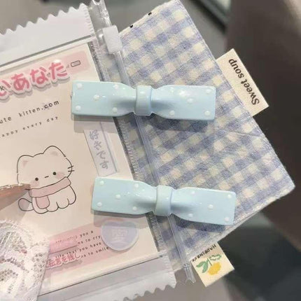 Sweet Polka Dot Bow Oval Hairpin for Women, Side Bangs Clip, Duckbill Clip for Children, Hair Accessory