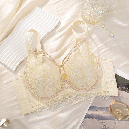 Underwear Women's Big Chest Slimming Adjustable Gather-up Summer Thin Soft Steel Ring Anti-sagging Rabbit Cup Bra