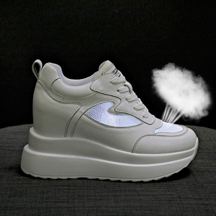 Trendy Sunday 2025 Autumn New Single Shoes Wholesale Thick-Soled Platform Inner Heightening Casual White Shoes Women's Shoes