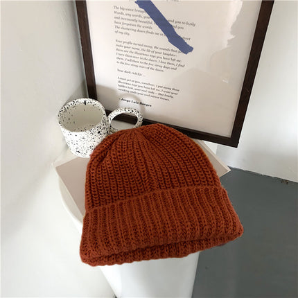Autumn and winter men's and women's same-style pile cap all-match big head circumference face small wool cap warm cold-proof pullover knitted cap tide