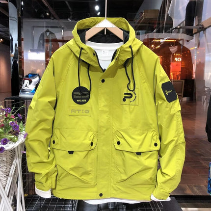 Spring New Arrival Tooling Multi-Pocket Hooded Jacket Men's Trendy Brand Plutton Handsome Couple's Rushwork Jacket Casual All-Match Jacket