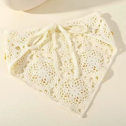 European and American Cross-Border French Ins Retro Handmade Crochet Triangle Scarf Women's Personalized Travel Photo Headscarf Hairband