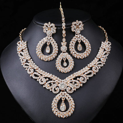 Pinduoduo Cross-border Pearl Women's Fashion Elegant Alloy Drop Bridal Dress Accessories Necklace Earrings suit