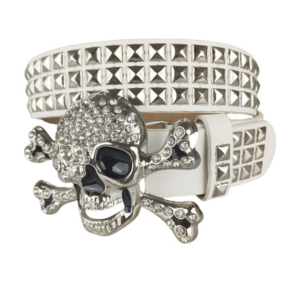 Big Skull Hip Hop Alloy Rivet Square Beads Pyramid Distinctive Belt Women's All-match Decorative High-grade Sense Belt