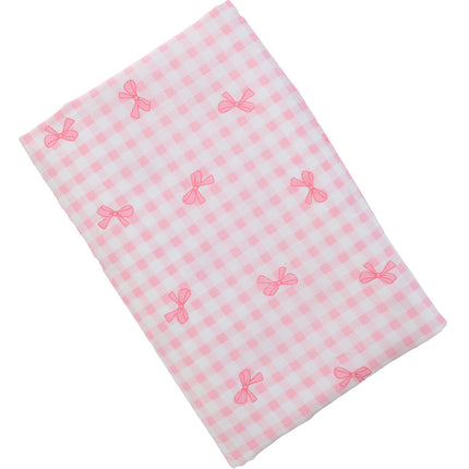 40 Count Pure Cotton Twill Fabric Handmade DIY Clothing Bedding Fabric Cotton Dopamine Color Plaid Bow