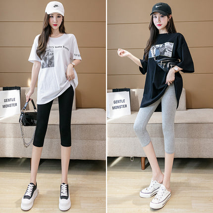 Modal Leggings Women's Thin Outer Wear Seamless Spring and Summer Cropped Pants Large Size High Waist Pants for Chubby Girls Women