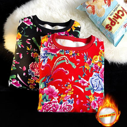 Northeast Dahua Sweater Men's Spring and Autumn 2024 New Chinese Style Dragon Year Festive Round Neck Long Sleeve T-Shirt