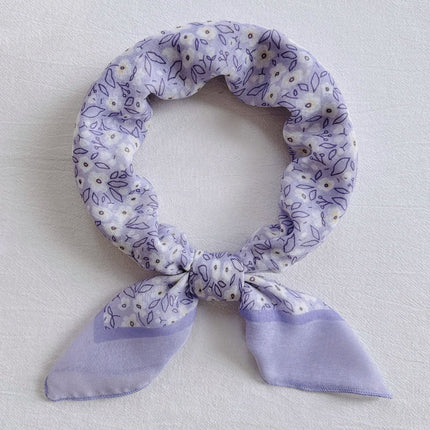 Hanging Card Gift Small Square Scarf for Women, Cotton Blend New Printed Sweet Fashionable Neck Scarf, Soft