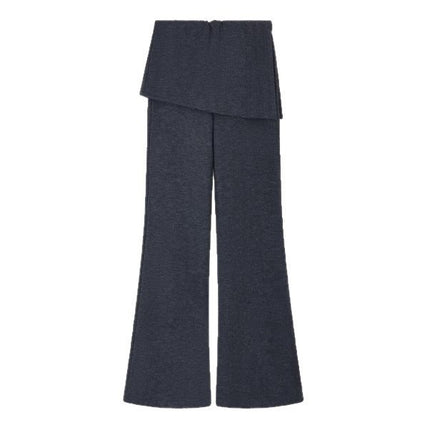 Stitching Apron Fake Two-piece High Waist Casual Pants Women's Spring and Autumn plus size Design Sense Fart Curtain Slim-fit Micro Long Pants