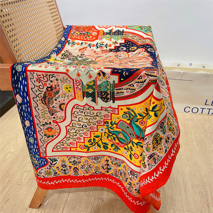 130cm new Joker branch flower fortune tree imitation silk wool material shawl warm scarf large square towel wholesale