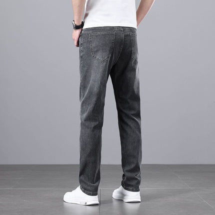 Light Luxury Smoke Grey Jeans Men's Straight Loose Summer Thin Men's Pants 2025 New Casual Trendy Trousers
