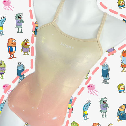 New One-Piece Swimsuit for Women, High-Looking Gradient Color Ins Style, Beautiful Belly-Covering Buttocks, Hot Spring Racing Triangle