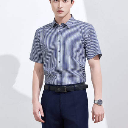 Men's Business Attire Shirt Short-Sleeved Work Clothes Stripesd Shirt Office 4S Store Bank Hotel Business Workwear Summer