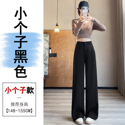 2026 New Style Women's Summer Straight-Leg Wide-Leg Suit Pants, Casual High-Waisted Drapey Trousers for Petite Figures