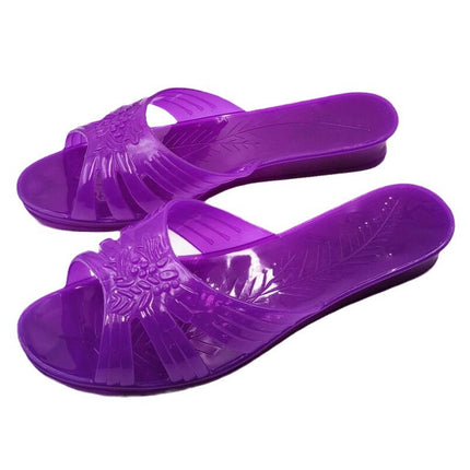 Pearl River Chrysanthemum Women's Summer Jelly Bath Plastic Transparent Mother Going Out Non-Slip One Crystal Alliance Slippers