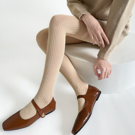 Autumn and Winter Fashion Vertical Stripe Leggings Cotton Warm Slim-fit Slimming Pantyhose All-match Simple Base Trendy Socks for Women