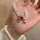 D02 white bamboo bracelet with blessing character