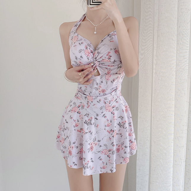 Sexy Swimsuit Women's One-Piece Boxer Conservative Slimming Belly-Covering Sexy Hot Spring Fresh Girl Student Swimsuit