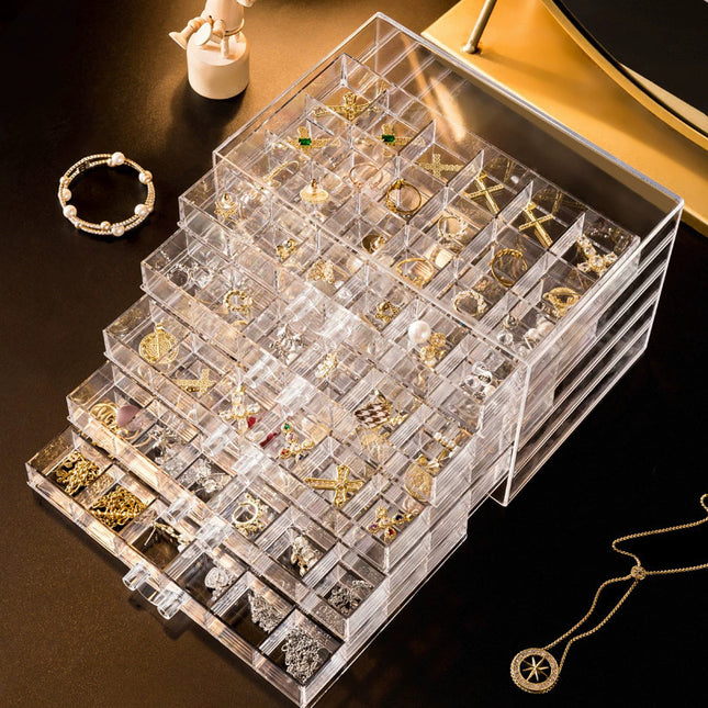 Temu Hot-Selling Jewelry Storage Box Multi-Layer Large Capacity Dust-Proof Household Bracelet Necklace Earrings Acrylic Storage