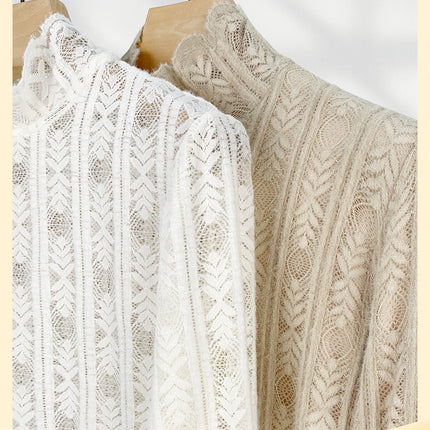Women's full-body fleece-lined high collar brushed lace bottoming shirt autumn and winter long sleeve lace mesh top