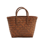 Brown braided handle short handle drop basket