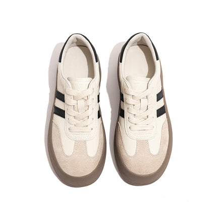 White Shoes 2025 Spring & Fall Sports Shoes Thick-Soled Heightening Casual Sneakers Women's Genuine Leather Classic Retro Versatile Moral Training Shoes
