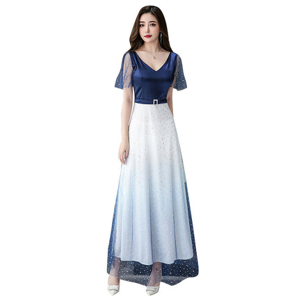 New Night KTV Foot Therapy Technician Work Clothes Gradient Evening Dress DJ Princess Massage Fashion Clear Celebrity Dress