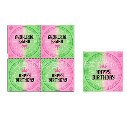 Edge Wipe Pink Green Magic Wicked Witch Theme Holiday Party Decoration Disposable Paper Tray Paper Cup Paper Towel Tablecloth suit