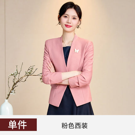 Pink Suit suit Women's Autumn New Goddess Business Wear Work Clothes Suit dress Two-piece Fixation