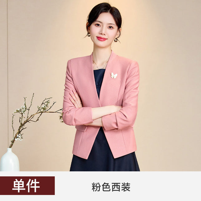 Pink Suit suit Women's Autumn New Goddess Business Wear Work Clothes Suit dress Two-piece Fixation