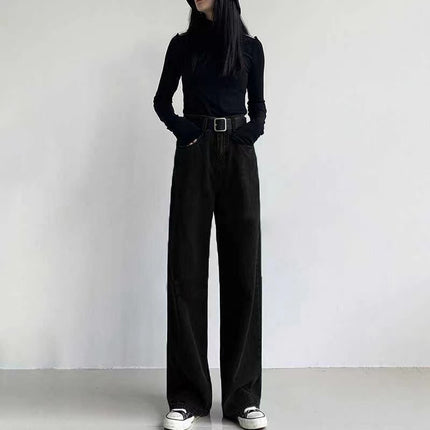 Autumn and Winter 2023 New loose straight jeans women's draping elegant bf style wide leg mop long pants fashion