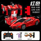 Ordinary remote control transforming car + rechargeable battery + charging cable [red]