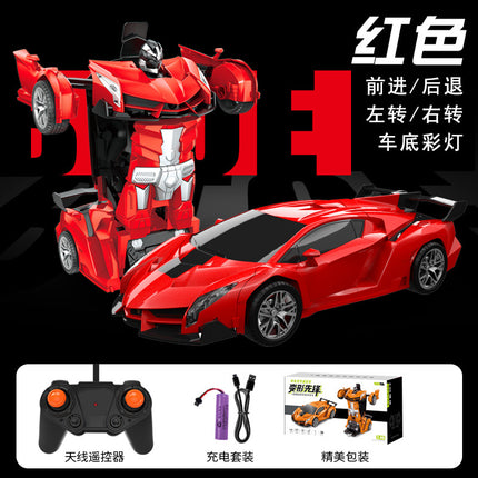 Cross-Border Rc One-Click Deformation Car Electric Robot Model Boy King Kong Kidsren's Toy Rechargeable Remote Control Car