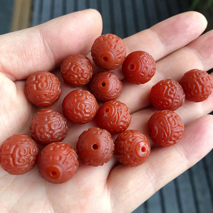 Old Agate Pattern Beads Red Agate Auspicious Cloud Pattern Loose Beads DIY Cultural Toy Bracelet Beads Accessories Beading Material Wholesale