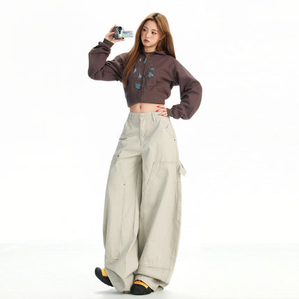 American Street Design Silhouette Scimitar Pants Women's Personalized Loose Wide-Leg Floor-Length Pants 2025 Early Autumn New Style