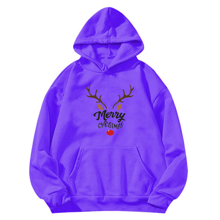 Elk Reindeer Merry Christmas printed hooded sweater European and American women's top coat cross-border