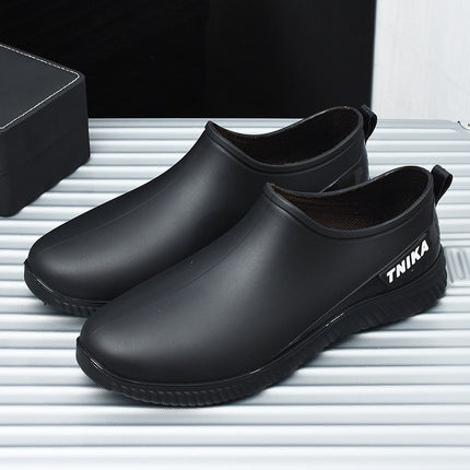 Spring and Autumn Short Tube Rain Shoes Men's Low-top Fashion Fishing Rain Shoes Flat Water Shoes Non-slip Kitchen Waterproof Rubber Shoes fleece-lined