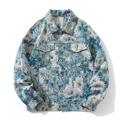 Ola's New Autum Style Uses All-Over Printed Pattern Lapel Cardigan Niche Design Trendyy Handsome Chic Unique Jacket